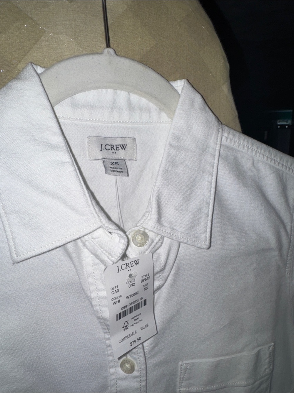 J. Crew women’s White Button-Down Oxford Shirt - Picture 2 of 3